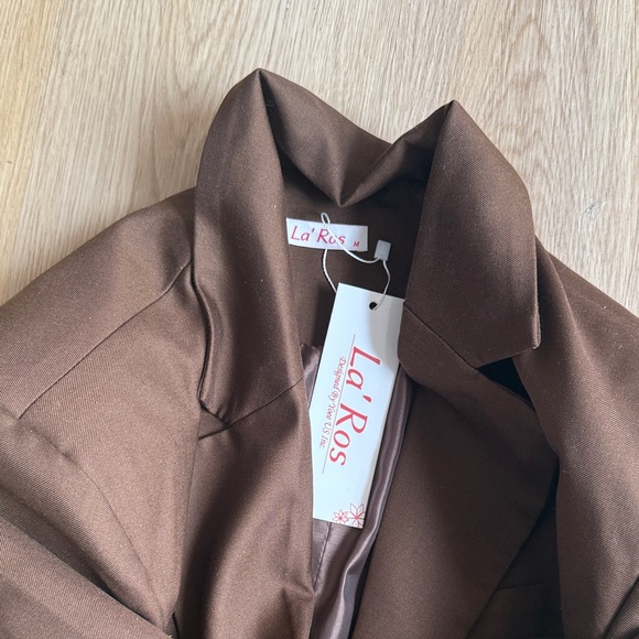 Diva Boutique Brown Women's Blazer Dress with Belt - Picture 2 of 3